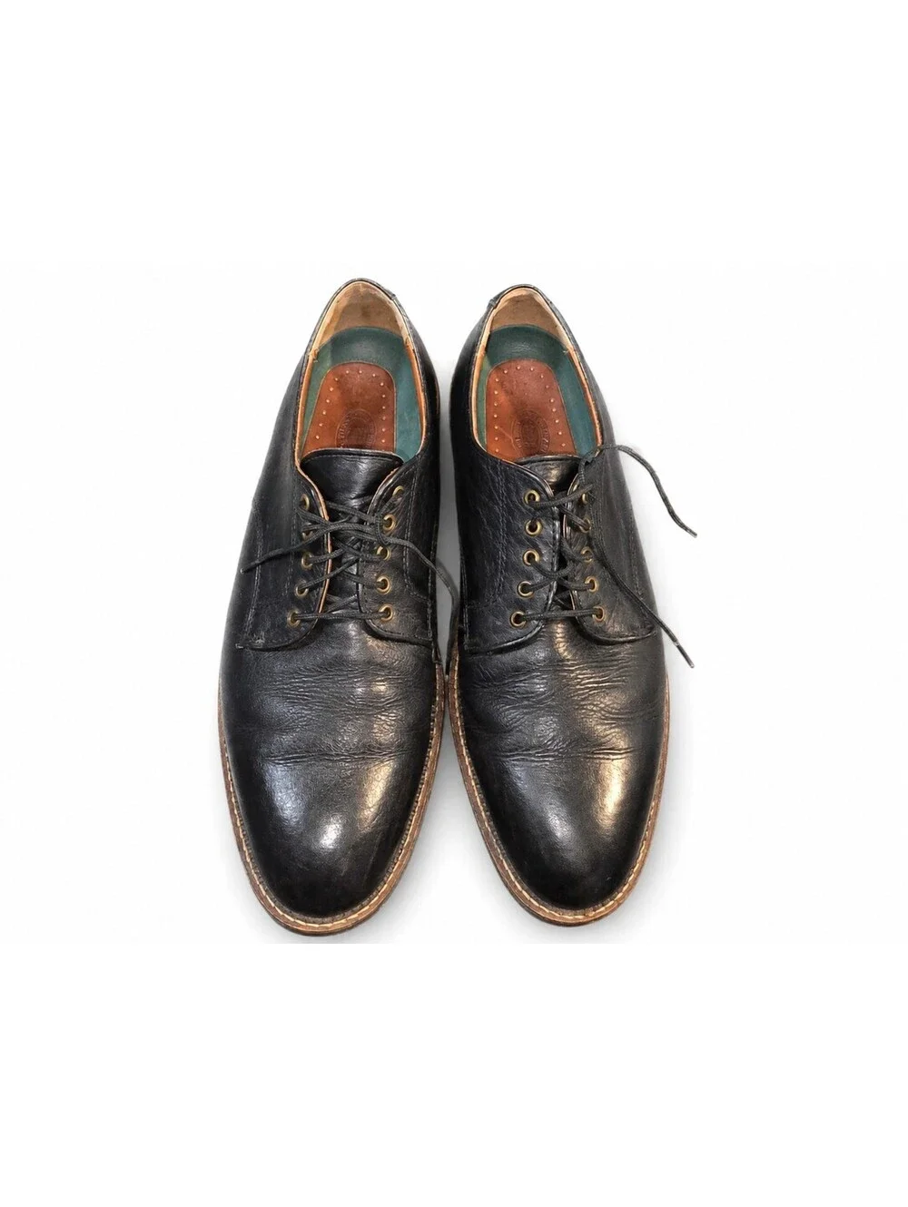 VTG HS Trask Men's Black Bison Leather Gallatin Shoes 10 Medium Black Lace-up